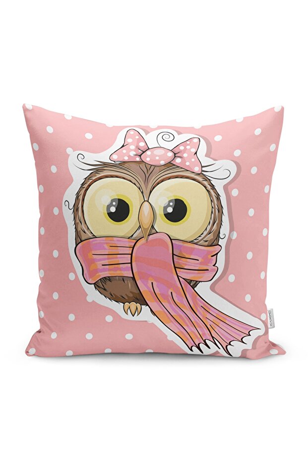 Pink Scarf Owl Specially Designed Pillow and Cushion Cover