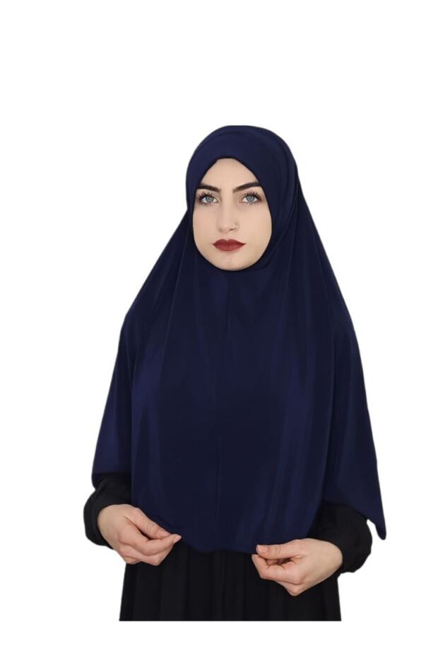غطاء صلاة عملي كبير جاهز من قطعة واحدة باللون الأزرق الداكن