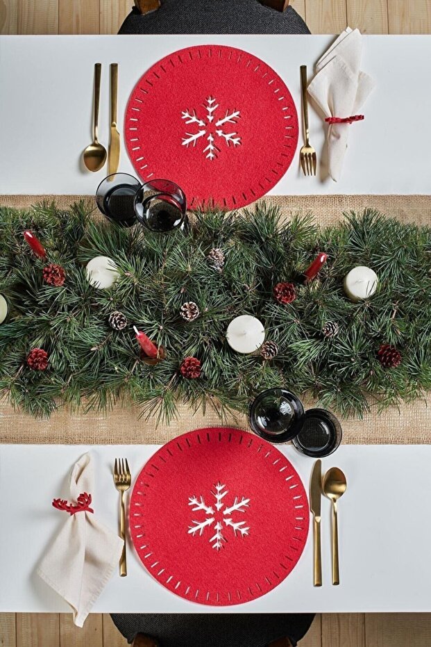 8-Piece New Year Themed Tableware, Placemat, Coasters Set (4 Plates-4 Coasters)