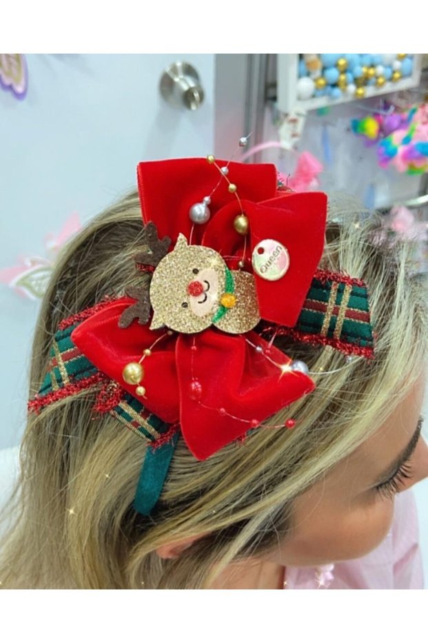 New Year's Eve Christmas Luxury Deer Special Design Velvet Bow Adult Children's Crown