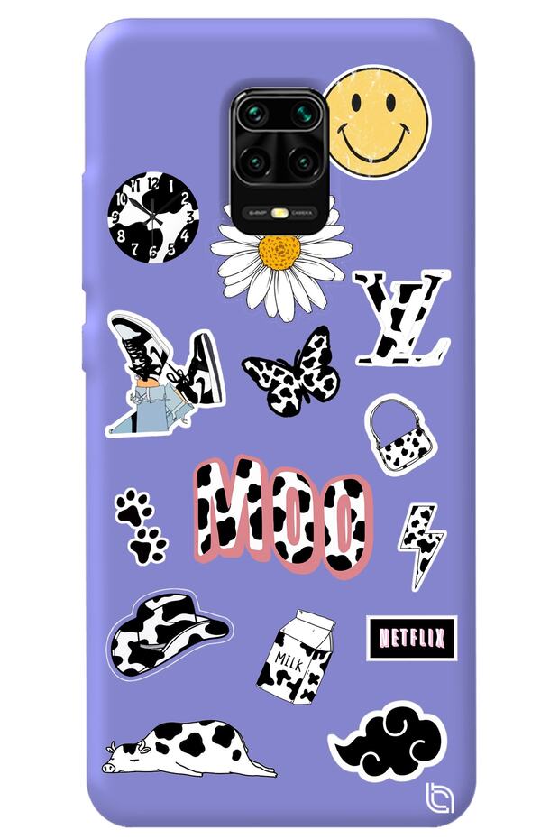 Xiaomi Redmi Note 9S Lilac Colored Moo Velvet Patterned Silicone Phone Case