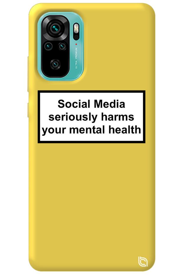Xiaomi Redmi Note 10S Yellow Colored Social Media Velvet Patterned Silicone Phone Case