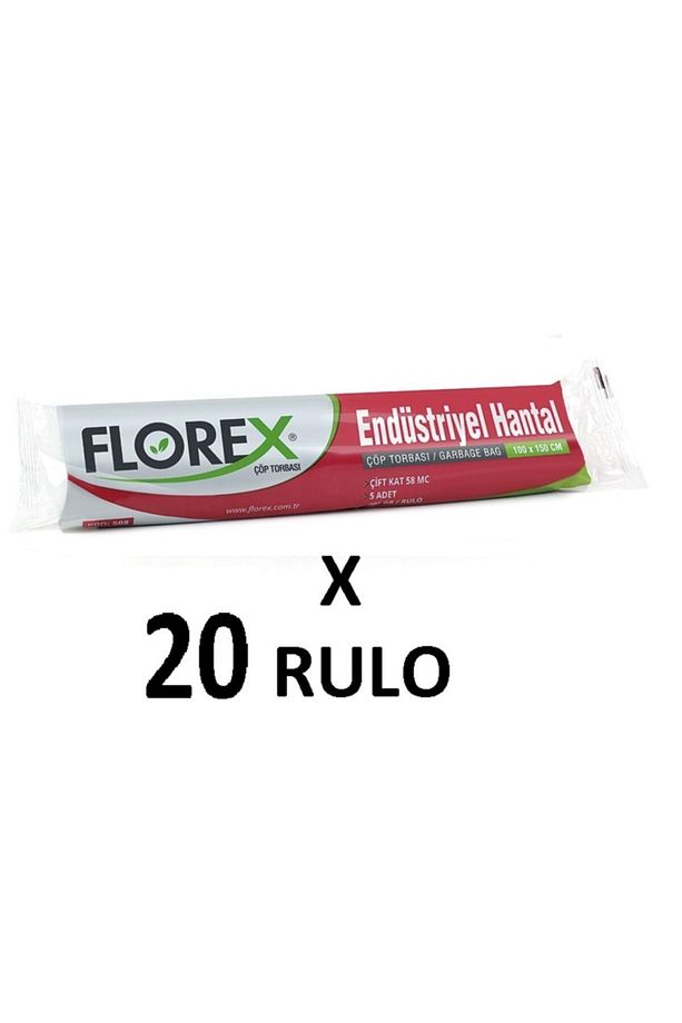 Florex Standart Endüstriyel Hantal ( 100x150 Cm ) Siyah Çöp Poşeti 20 Rulo 5*20=100 Adet - 1