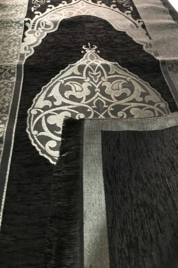Siyah Osmanlı Desen Tafta Şönil Kadife Seccade,takke,inci Tesbih,yasin Set - 4