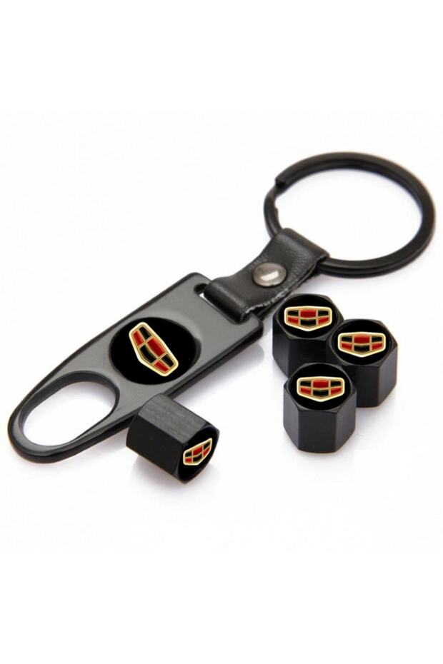 Geely Emgrand Stainless Steel Valve Cap and Keychain Set