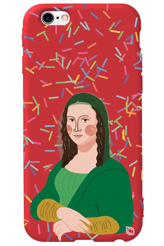 iPhone 6 6S Red Color Mona Lisa Velvet Patterned Silicone Phone Case