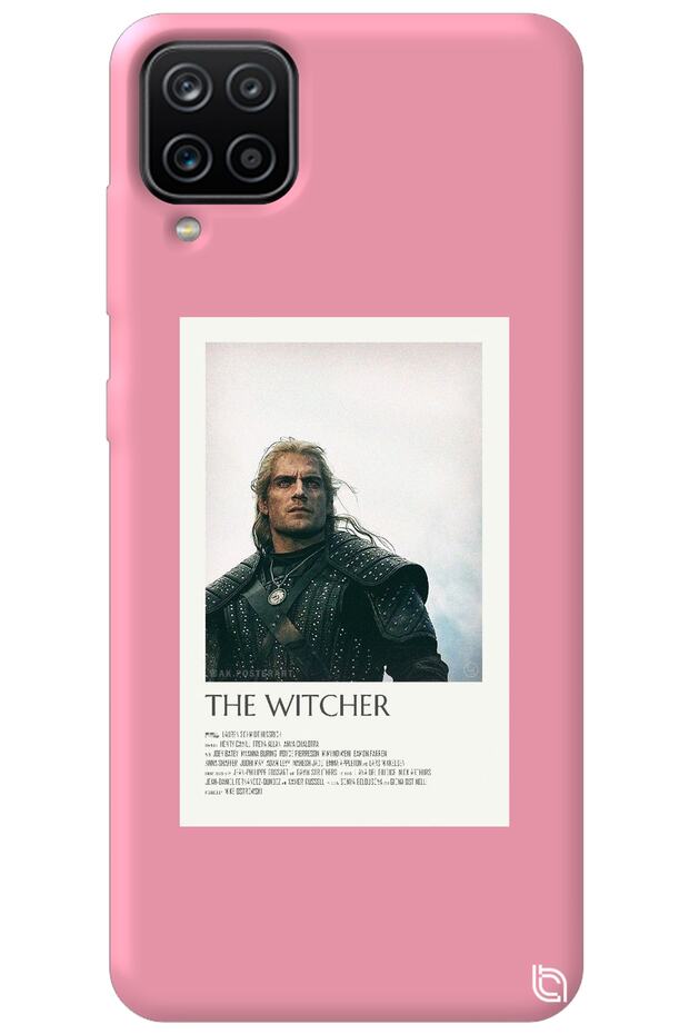 Samsung Galaxy A12 Pink Color the Witcher Velvet Patterned Silicone Phone Case