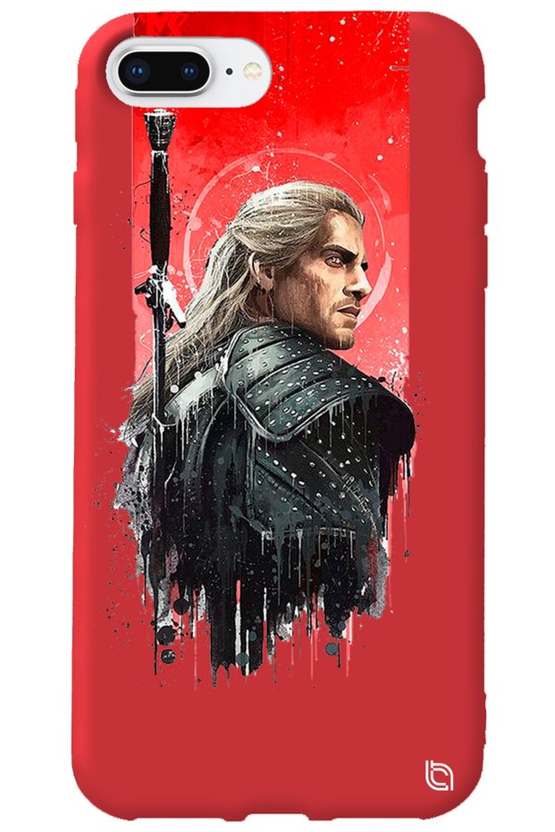 iPhone 7 Plus Red Color the Witcher Velvet Patterned Silicone Phone Case
