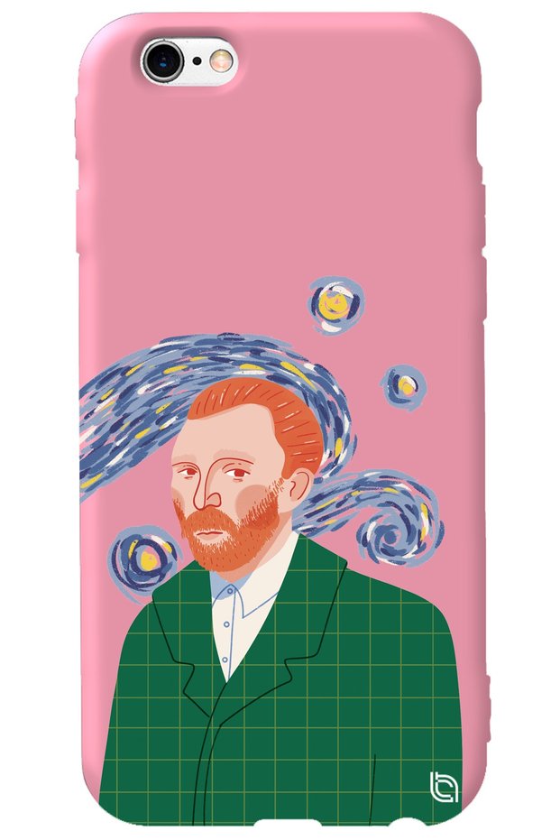 iPhone 6 6S Pink Colored Van Gogh Velvet Patterned Silicone Phone Case