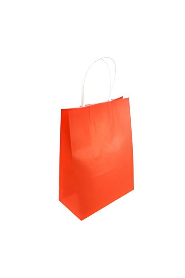 Turuncu Kraft Çanta 18x8x24 10 Adet Kağıt Poşet Çanta - 1
