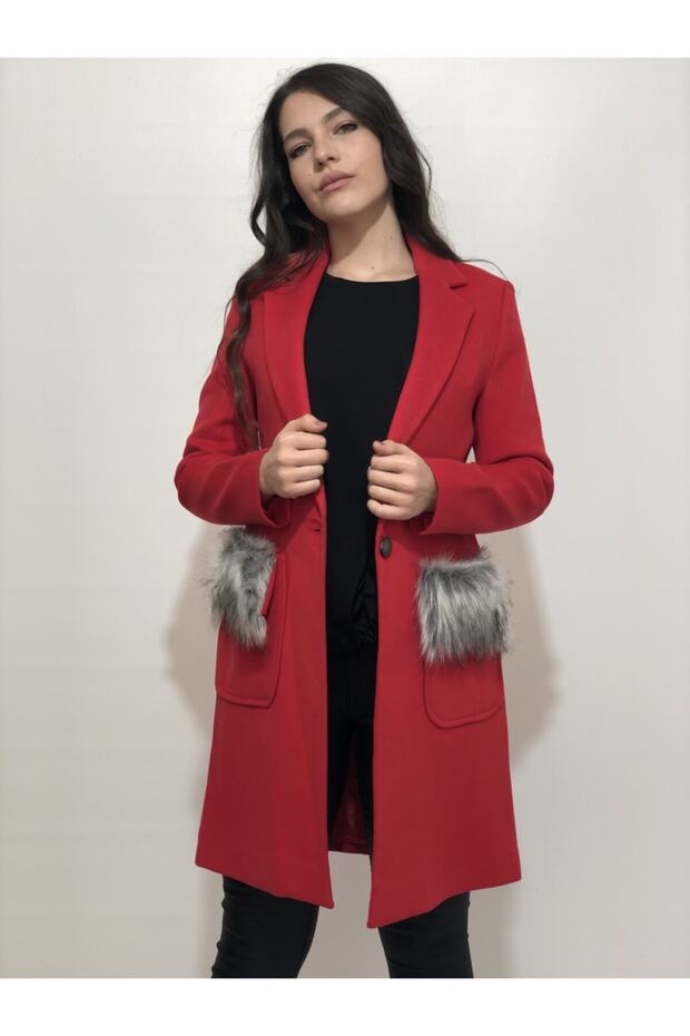 Kadın Kırmızı Kaban - 1