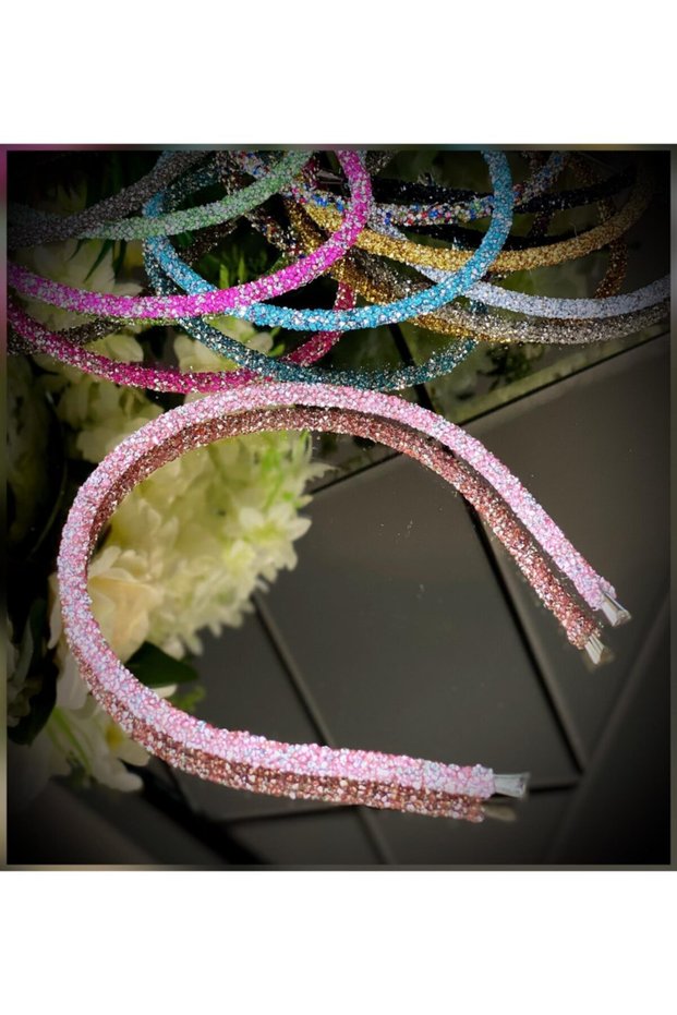 New Trend Fashion Jewelled Sequined Glitter Adult And Children Crown Light Pink
