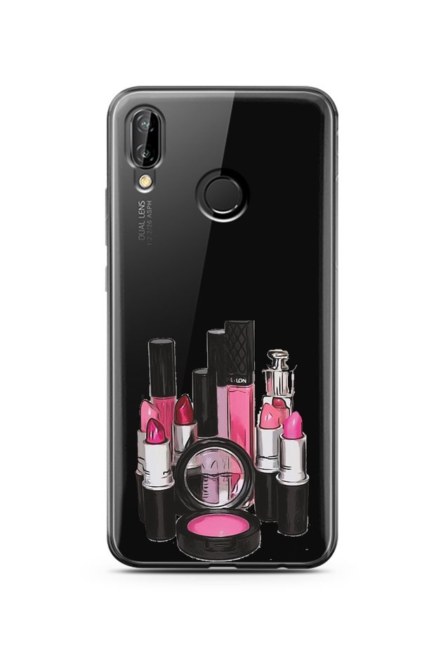 Super Transparent Silicone Phone Case with Makeup Design Huawei P20 Lite