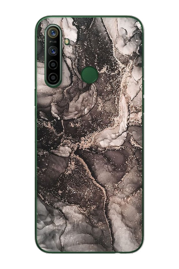 Super Transparent Silicone Phone Case Oppo Realmi 5I with Gray Marble Design