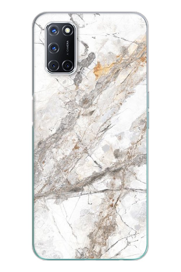 Super Transparent Silicone Phone Case with White Marble Design Oppo A52-A72