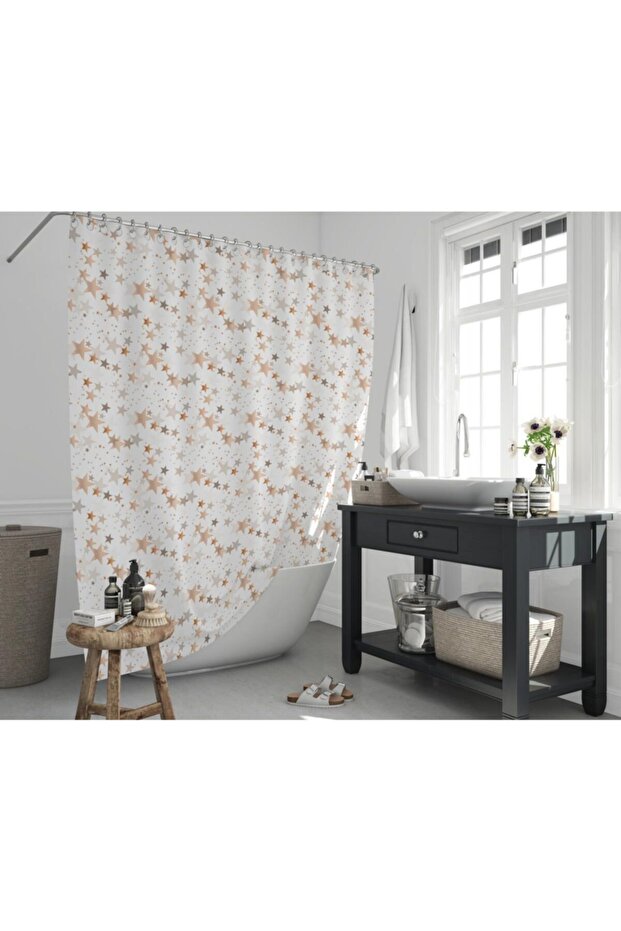 Bathroom Curtain 1X180X200 Single Wing Shower Curtain with Ring Gift Shower Cabin Curtain 6812