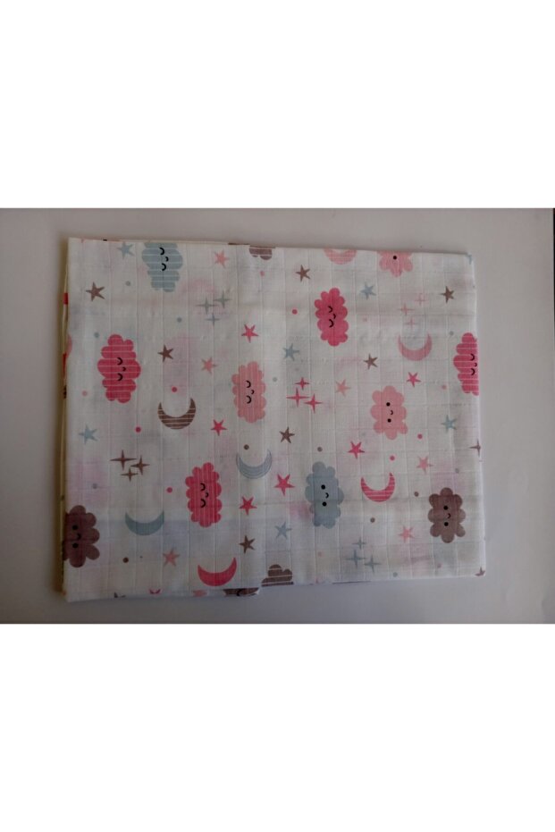 Cloud Star Moon Patterned Muslin Blanket - 1