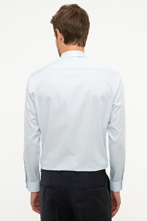 Açık Mavi Regular Fit Basic Gömlek - 3