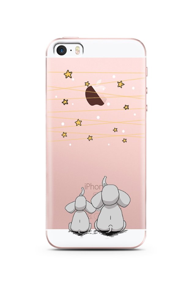 Super Transparent Silicone Phone Case with Elephants Design for iPhone 5S