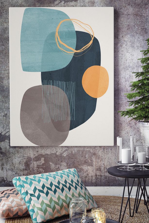 Soft Renklerde Soyut Kanvas Canvas Tablo Dekoratif Tablolar - 1