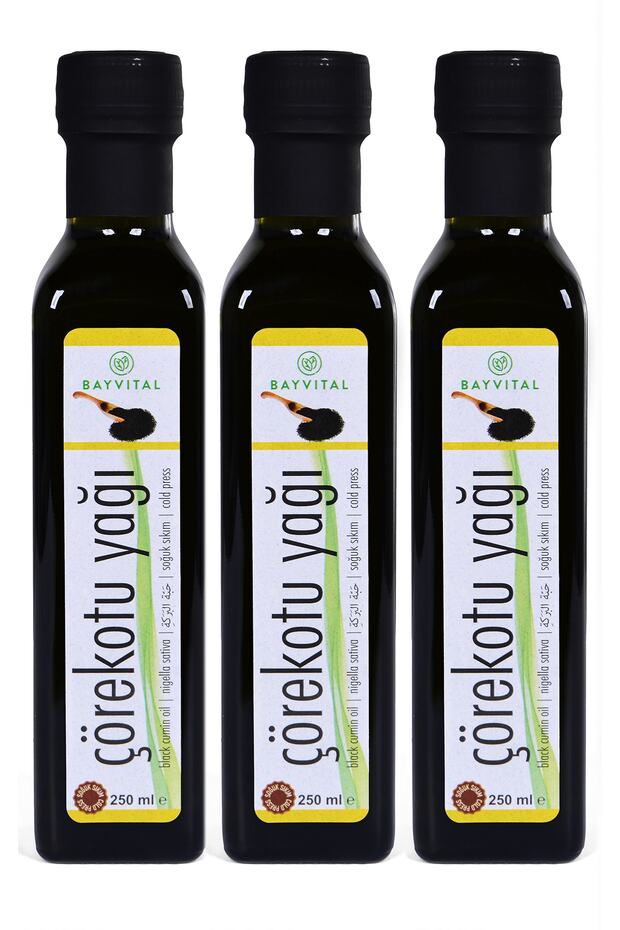 3 Adet X 250 Ml Soğuk Sıkım Çörek Otu Yağı (çörekotu Yağı) 750 Ml - 1