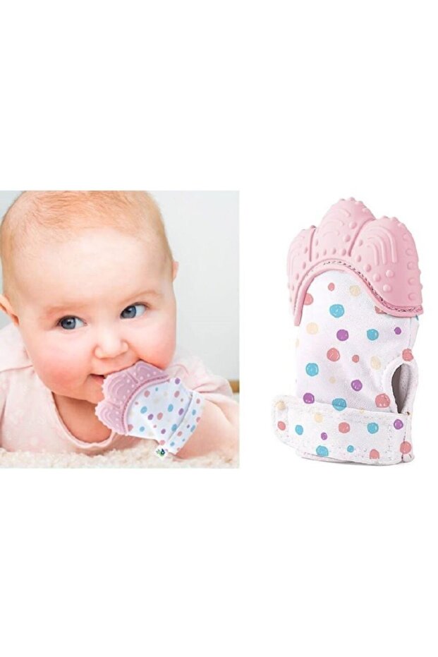 قفازات عضاضة منقوشة باللون الوردي من 0 إلى 12 شهرًا - 2