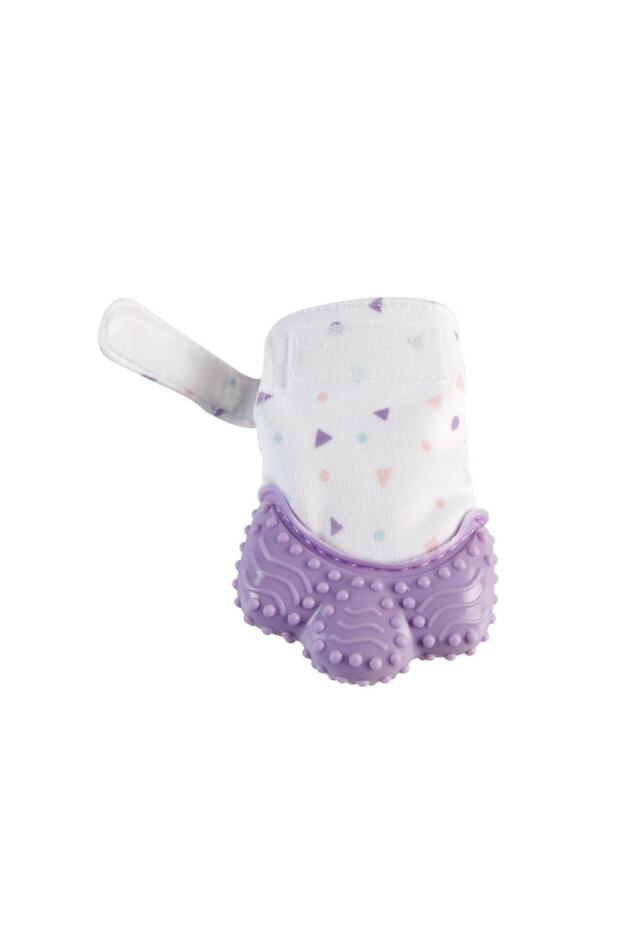 قفازات عضاضة منقوشة باللون الأرجواني من 0 إلى 12 شهرًا - 1