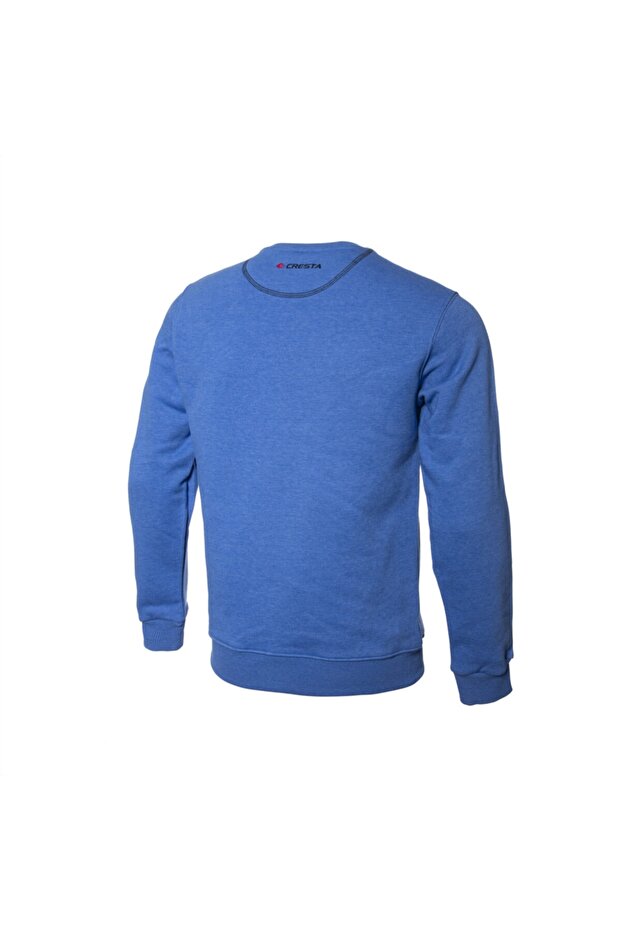 Erkek Mavi Basic Sweatshirt - 2