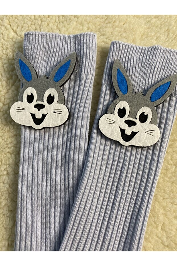 Gray Rabbit Knee Socks - 1