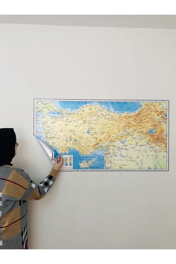 Türkiye Fikizi Ve Dünya Fiziki Haritası Seti Akıllı Kağıt Tahta Dekoratif Eğitim Amaçlı - 8