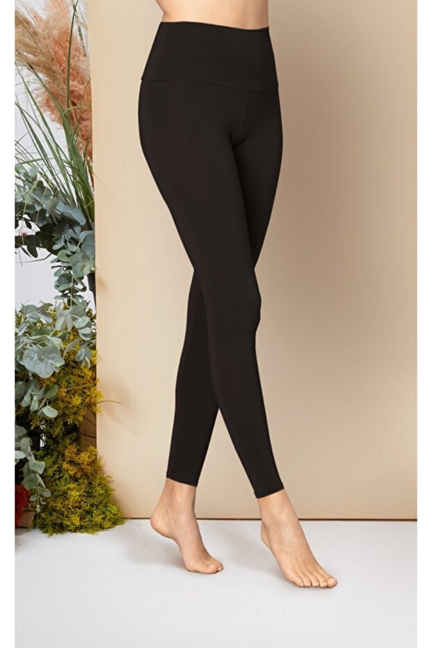 Women's Black Shiny High Waist Shaping Disco Leggings