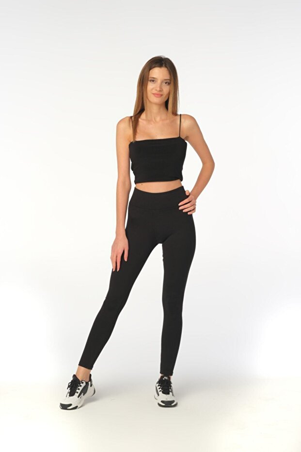 Black High Waist Recovery Steel Knitted Leggings
