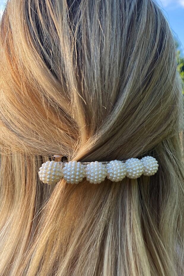 Pearl Hair Clip Automatic Peas Pearl Cream