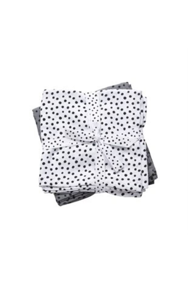 قطعتان من قماش الموسلين متعدد الأغراض Happy Dots رمادي 70x70