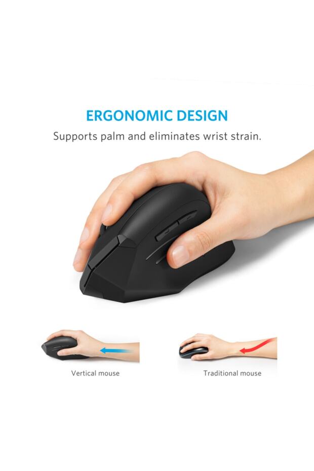 Kablosuz Vertical Mouse 1600dpı Ergonomik Dikey Mouse - 6