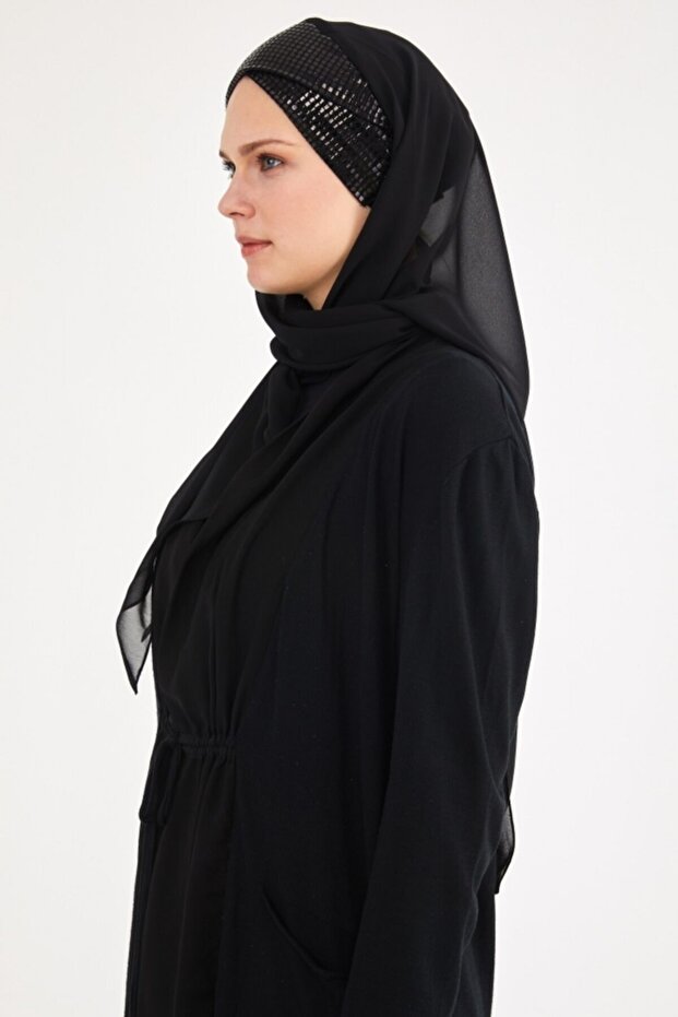 Üçgen Şifon Eşarp - Siyah Siyah - 1