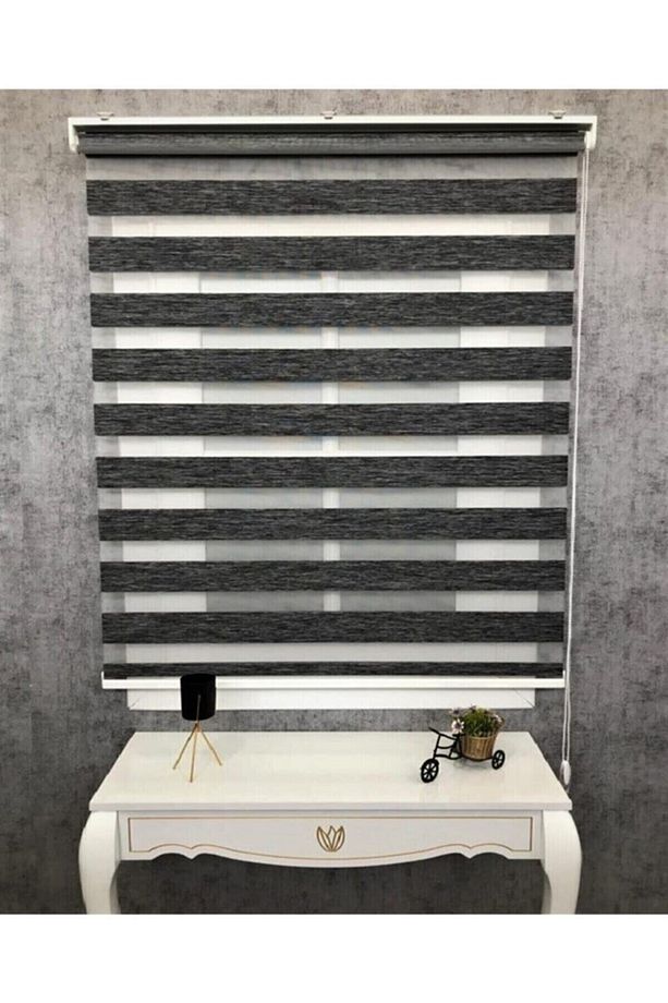 Bambu Raks Koyu Gri Zebra Perde - 1