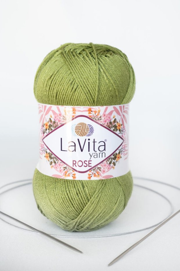Rose Amigurumi, Punch, Etamin, Hand Knitting Yarn Taka Yarn (8006-Olive)