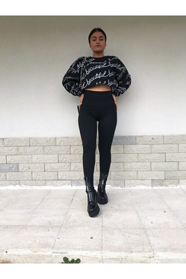 Women's Black Steel Knitted Tights