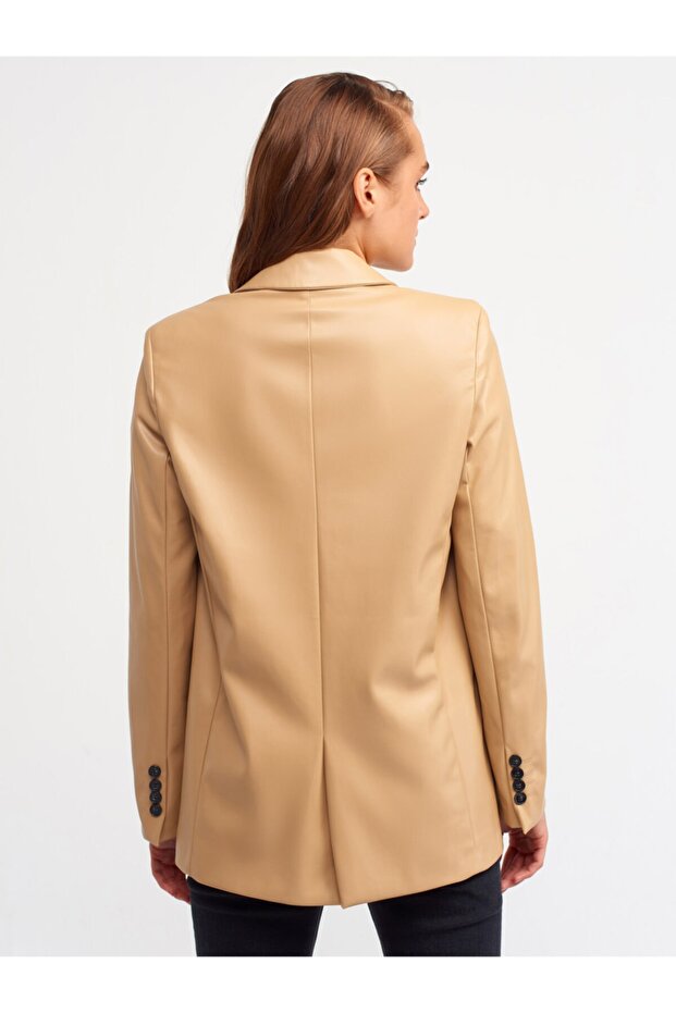 6871 Suni Deri Ceket-bej - 2