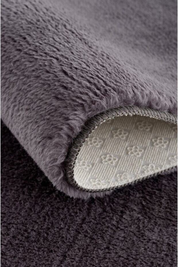 Vl Washable Non-Slip Base Post Plush Bath Mat Triple Set Anthracite - 3