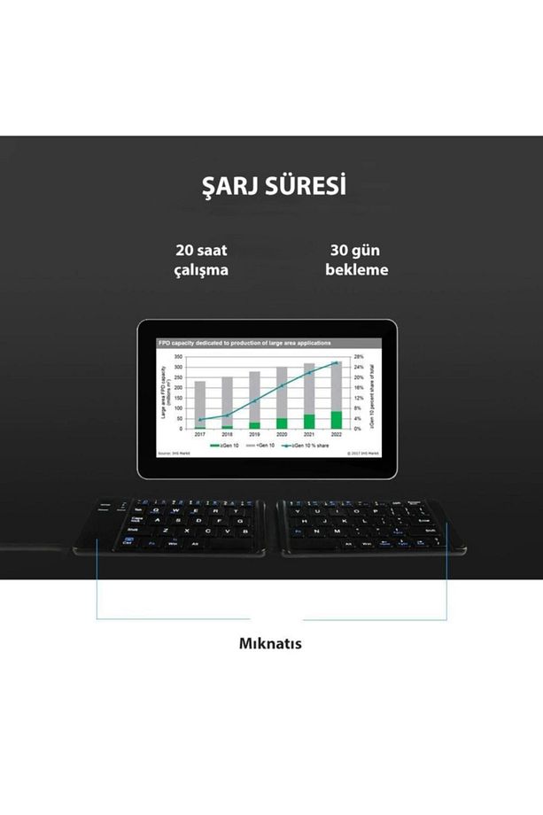 Bluetooth Katlanabilir Klavye Telefon Tablet Pc Uyumlu - 6