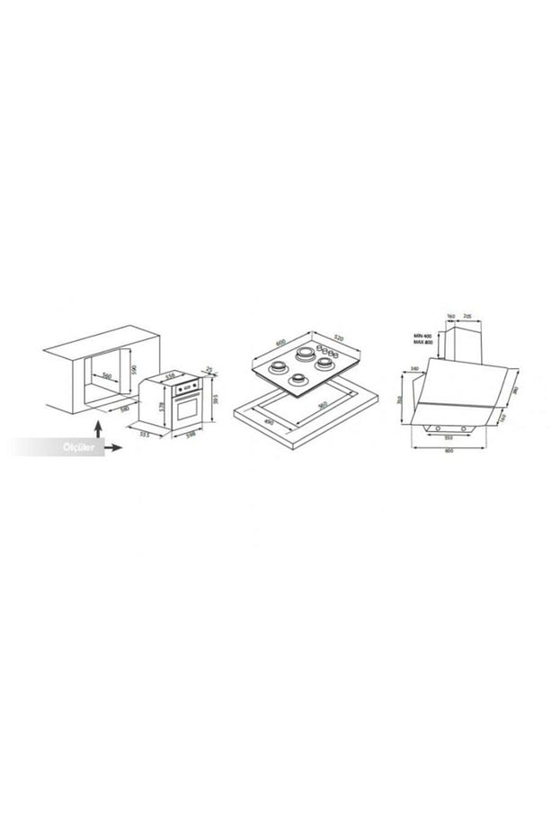 Ankastre Siyah Opall Set (B66-SGF3 - LX-40TAHDF - DA6-835) - 5