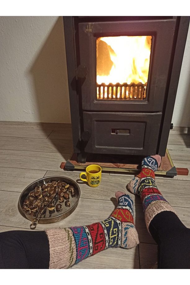 Rustik Çorap, Yün Çorap, El Örgüsü Çorap, Otantik Çorap, Etnik Desen Çorap - 1