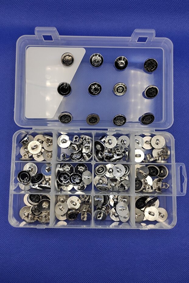 120 Pieces Metal Look Patterned Button Set Jacket Button - 1