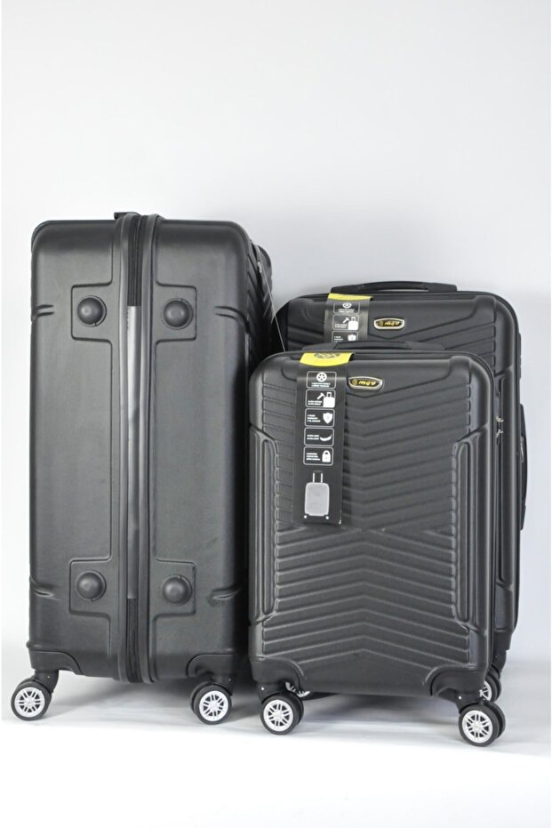 Abs Valiz 4 Teker 3'lü Set Siyah - 4