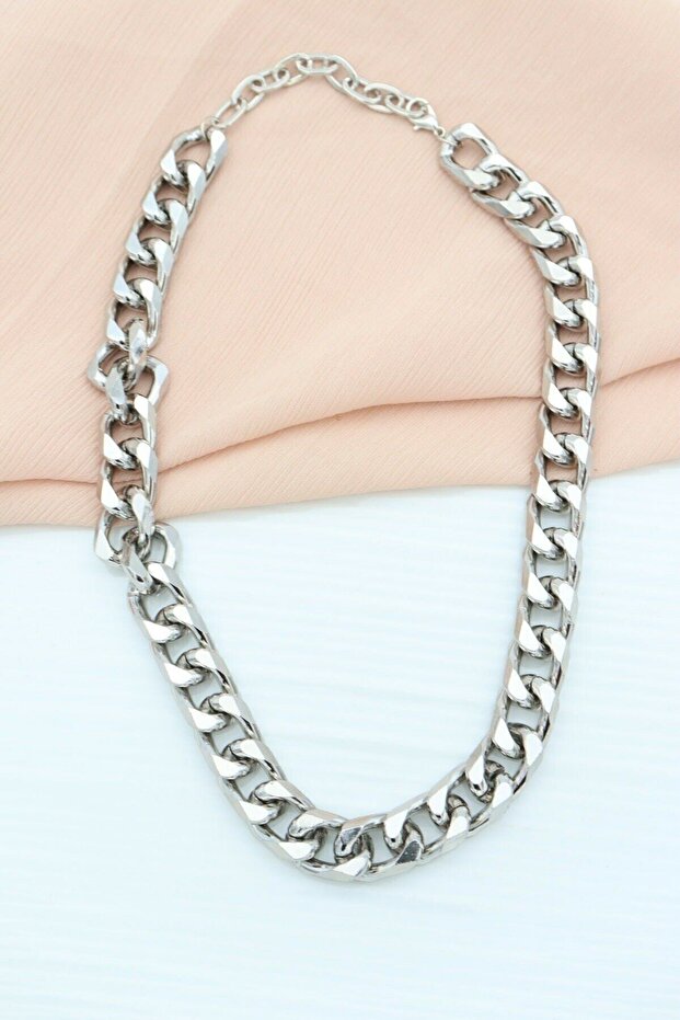 Unisex Thick Chain Necklace Silver Color Thick Necklace