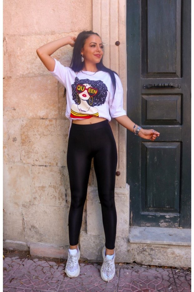 Women's High Waist Full Recovery Black Shiny Disco Tights