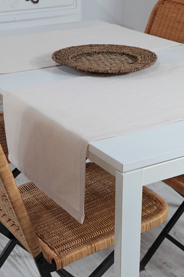 عبوة من قطعتين من الكتان القطني العادي من Natural Runner مقاس 40x80 سم
