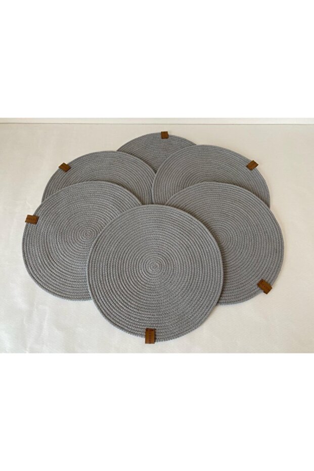 Gray Placemat Set of 6, Washable, Ironable, Cotton Pad, Wicker Placemat